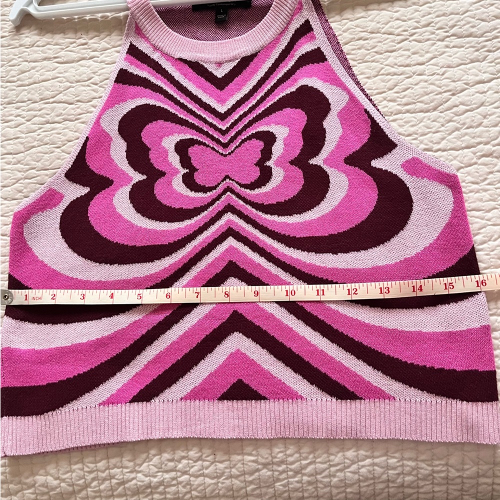 SOLD!!🧾🍒Y2K WITTY FOX CROPPED TANK TOP PINK BUTTERFLY DESIGN SIZE LARGE - Picture 5 of 9